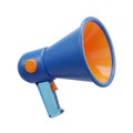 Bright blue megaphone with an orange interior and a light blue handle Royalty Free Stock Photo