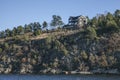 Sunny day in Oslo - fjord and a wooden house.