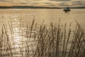 Oslo, Norway, Europe - yellow sunset seen from Aker Bigge; autumnal evening. Royalty Free Stock Photo