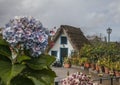 Santana, Madeira - traditional houses on a cloudy day.