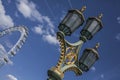 London - The London Eye and a lamp post.