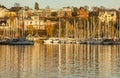 Oslo - fjord, boats at golden sunset.