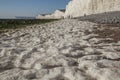 Seven Sisters and Beachy Head cliffs, England - chalk beach. Royalty Free Stock Photo