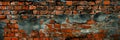 A Red Brick Wall With Peeling Paint background texture. Generative AI Royalty Free Stock Photo