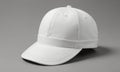 white baseball cap with brim and band is displayed against gray background. Royalty Free Stock Photo