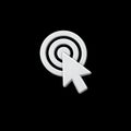 White mouse cursor clicking on target icon on black background Royalty Free Stock Photo
