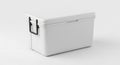white cooler box on a plain background, studio shot Royalty Free Stock Photo
