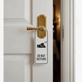 Do not disturb sign with dog illustration on a white door Royalty Free Stock Photo