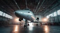 private jet hangar interior view Royalty Free Stock Photo