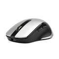 Sleek wireless computer mouse with silver and black design on white background Royalty Free Stock Photo