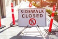 Sidewalk closed sign Royalty Free Stock Photo