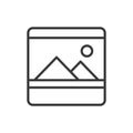 Image sign, icon in line design. Image, sign, symbol, picture, icon, visual, representation on white background vector