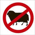 Image sign of the prohibition of sheep