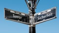 Signposts the direct way to security versus terror Royalty Free Stock Photo