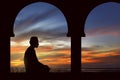 Image of silhouette man praying Royalty Free Stock Photo