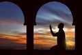 Image of silhouette man praying Royalty Free Stock Photo
