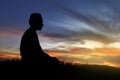 Image of silhouette man praying Royalty Free Stock Photo