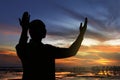 Image of silhouette man praying Royalty Free Stock Photo