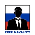 Image of a silhouette of a man in a suit against the background of the flag of russia