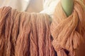 Image Of Silk Threads, Fabric Dyeing, Cotton Stained By Natural Subject Royalty Free Stock Photo