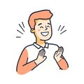 simple man Smiling and clapping happy with an answer flar vector Royalty Free Stock Photo