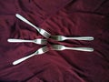 Simple set of fork and  isolated on violet background. Royalty Free Stock Photo