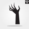 Evil hand halloween icon in trendy flat style isolated on grey background. Horror symbol for your design, logo, UI.