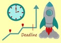 Image of Simple Vector Rocket, Wall Clock, Graph and Simple Text