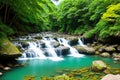 The Siu Chik Sha waterfall at Lohas Park, hk made with Generative AI