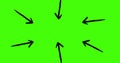 Image of six black arrows pointing inwards on green background