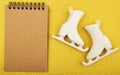 Image of skates notepad gold background