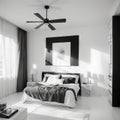 sketch streaks bedroom black and white interior design sketch