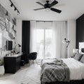 sketch streaks bedroom black and white interior design sketch