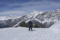 Skier at mounties hight at sunny day Royalty Free Stock Photo