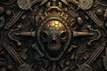 an image of a skull surrounded by gears and other objects