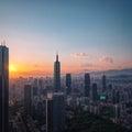 Skyline of taipei city in downtown Taipei, Taiwan. made with Generative AI