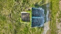 Slat roof exposed to nature decaying structure abandoned building crumbling