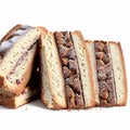 slices of biscotti isolated on a white background.