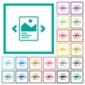 Image slideshow with captions flat color icons with quadrant frames Royalty Free Stock Photo