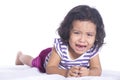 Image of Small child is crying white background