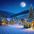 image of a small European village decked up for Christmas