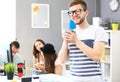 Image of smart young businessmen looking at camera