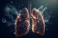 Image of a smoker's lungs on a dark background, medical concept, 3D illustration. Generative AI