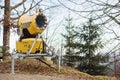 Image of snow cannon in off season without snow Royalty Free Stock Photo