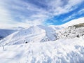 An image of snow covered Southern Apls mountains on the South Island of New Zealand in the afternoon sun Royalty Free Stock Photo