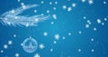 Image of snow falling over christmas tree with bauble on blue background Royalty Free Stock Photo