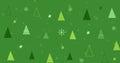 Image of snow falling over christmas trees on green background Royalty Free Stock Photo