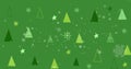 Image of snow falling over christmas trees on green background Royalty Free Stock Photo