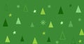 Image of snow falling over christmas trees on green background Royalty Free Stock Photo