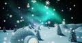 Image of snow falling over igloo in night winter landscape Royalty Free Stock Photo